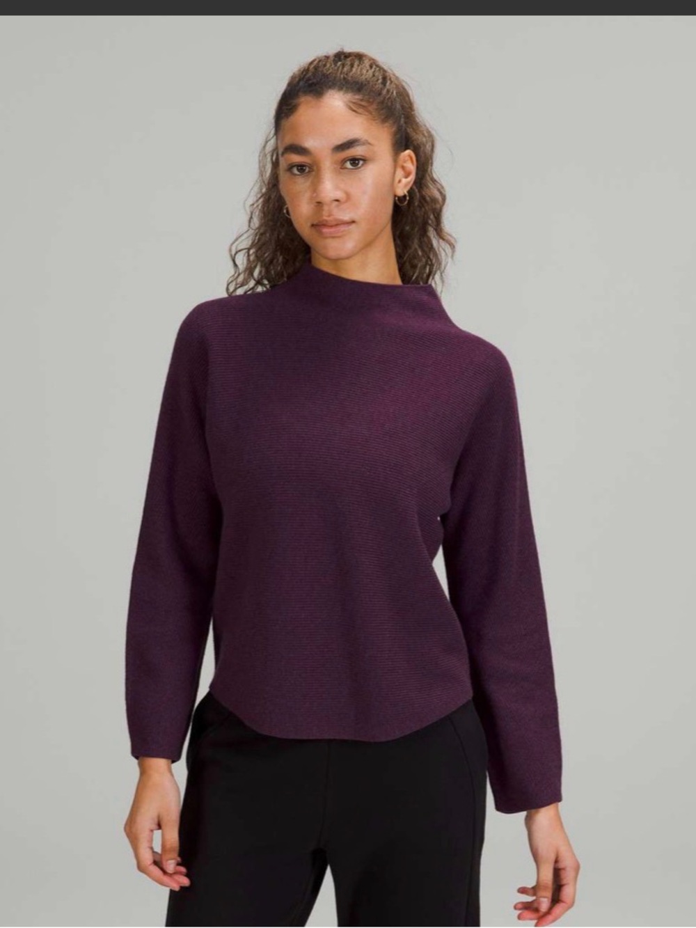 Lululemon Boxy Cotton-Blend Sweater Heathered Vintage Plum Sz M/L $118